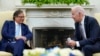FILE - President Joe Biden speaks with Colombian President Gustavo Petro in the Oval Office of the White House in Washington, April 20, 2023. (Susan Walsh/AP Photo)