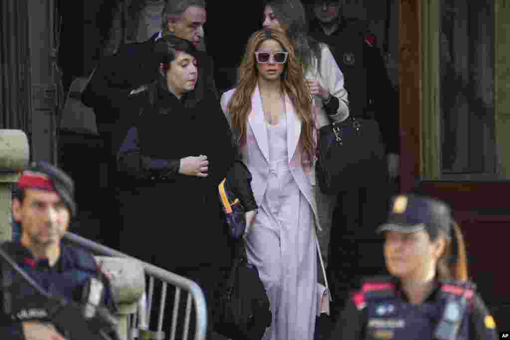 Colombian singer Shakira leaves court in Barcelona, Spain. The global pop star is summoned to a Barcelona courthouse for the opening day of her trial for allegedly defrauding Spanish tax officials of millions of euros. Shakira faces six counts of failing to pay the Spanish government 14.5 million euros (now $15.8 million) in taxes between 2012 and 2014.&nbsp;
