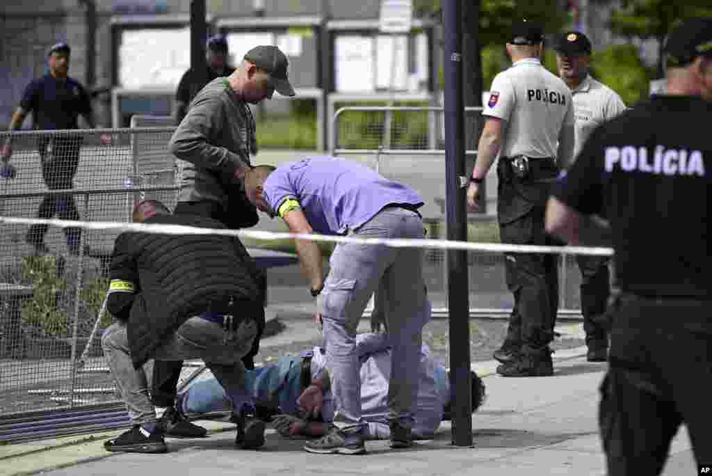 Police arrest a man after Slovak Prime Minister Robert Fico was shot and injured following the cabinet&#39;s away-from-home session in the town of Handlova, Slovakia.&nbsp;Fico is in life-threatening condition, according to his Facebook profile.