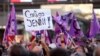 Protesters show support for Spanish soccer player Jennifer Hermoso suring a protest against Spanish Football Federation President Luis Rubiales at Plaza Callao, Madrid, Spain, Aug. 28, 2023