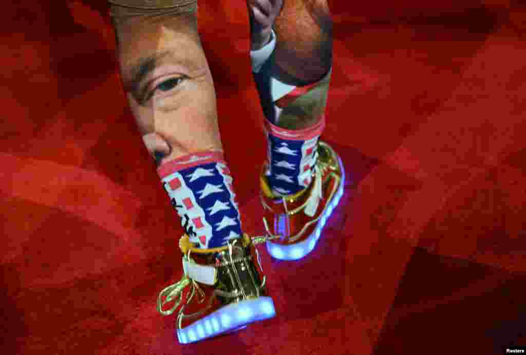 A detail of the outfit of an attendee ahead of Day 2 of the Republican National Convention (RNC), at the Fiserv Forum in Milwaukee, Wisconsin, July 16, 2024.