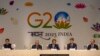 G20 Summit sherpa Amitabh Kant, center, addresses a press conference at the International Media Center ahead of the summit in New Delhi, Sept. 8, 2023.
