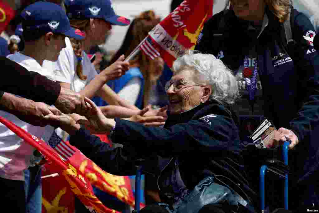 World War II Veteran Anna Mae Krier &quot;Rosie the Riveter&quot;, 98, arrives at Deauville airport from Atlanta to commemorate the 80th anniversary of the 1944 D-Day landings in Deauville, Normandy region, France.
