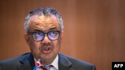 Generalni direktor Svjetske zdravstvene organizacije (WHO) Tedros Adhanom Ghebreyesus drži govor na dan otvaranja 77. Svjetske zdravstvene skupštine, u Ženevi, 27. maja 2024. U izjavi je pozvao na prekid napada na bolnice u Gazi.