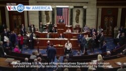 VOA60 America - US House rejects effort to remove Speaker Johnson from office