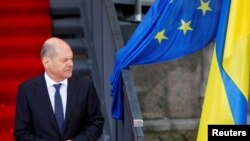 Канцлер Німеччини Олаф Шольц на конференції у Берліні. 25 жовтня 2022 р.