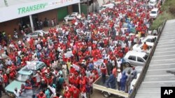 Des manifestants marchent pour réclamer la démission de Robert Mugabe, Harare, 14 avril 2016