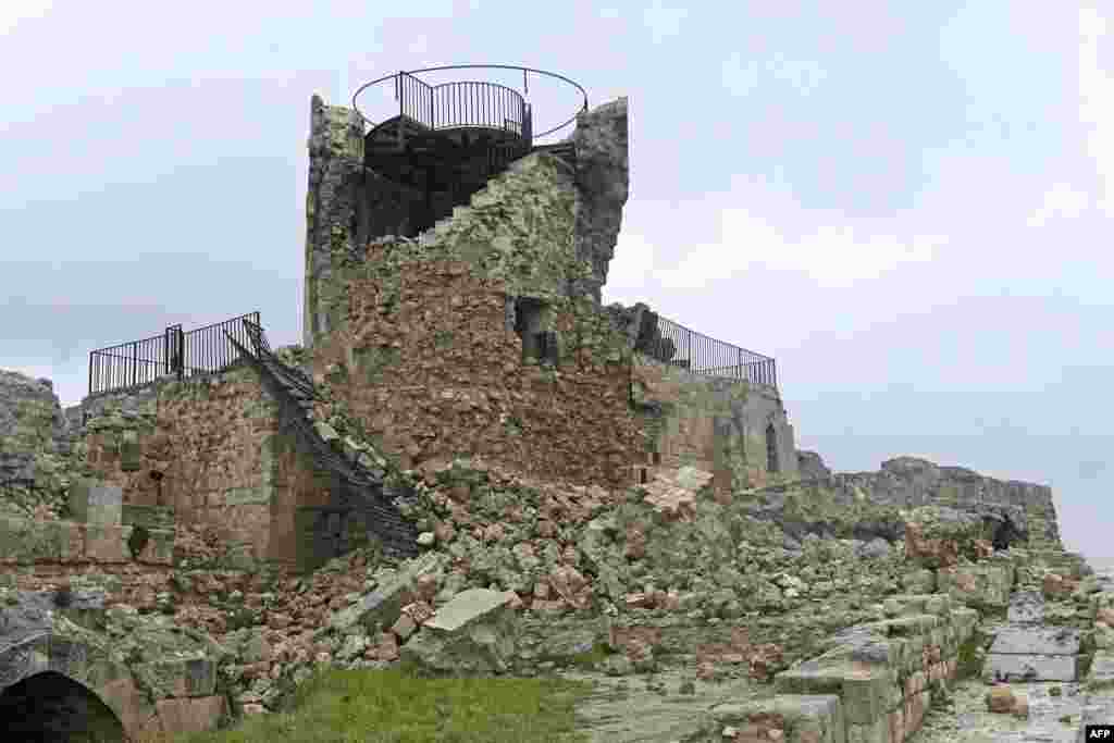 Aleppo&#39;s ancient citadel is damaged following a deadly earthquake that shook Syria on Feb. 6, 2023.&nbsp;