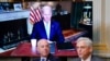 President Joe Biden listens virtually as Attorney General Merrick Garland, right, speaks at a meeting on reproductive health care access, in the Eisenhower Executive Office Building in Washington, Aug. 3, 2022. Homeland Security Secretary Alejandro Mayorkas looks on.