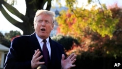 Presiden AS Donald Trump memberikan keterangan kepada media di Gedung Putih, Washington D.C, 20 November 2018. (Foto: dok).