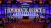 The stage of the first U.S. 2020 presidential election Democratic candidates debate is seen before the first 10 of 20 total Democrats take to the stage at the Adrienne Arsht Performing Arts Center in Miami, June 26, 2019. 