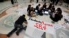 FILE - Students gather in the Texas Capitol to oppose SB4, an anti-sanctuary-cities bill that seeks to jail sheriffs and other officials who refuse to help enforce federal immigration law, in Austin, Texas, April 26, 2017.