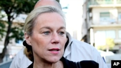 Sigrid Kaag, de l'OIAC, lors d'un point de press à Damas en Syrie