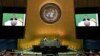 This UN handout photo shows Hun Sen, Prime Minister of Cambodia, as he virtually addresses the general debate of the 75th session of the United Nations General Assembly, on September 26, 2020, in New York. (Photo by Evan SCHNEIDER/UNITED NATIONS/AFP)