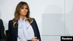 美国第一夫人梅拉妮娅·川普在马里兰州洛克维尔参加预防和反对网络霸凌的峰会。（2018年8月20日）