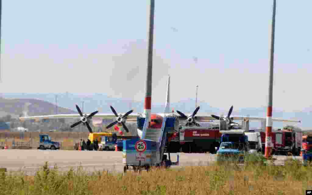 The Armenian plane that was forced to land at Erzurum Airport, eastern Turkey, October 15, 2012.