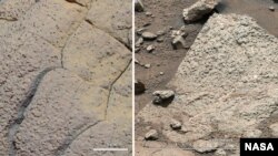 Photos de rochers sur Mars, prises par Opportunity et Spirit