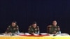 ရန်ကုန်တိုင်းစစ်ဌာနချုပ်မှာ တပ်မတော် သတင်းမှန်ပြန်ကြားရေးအဖွဲ့ရဲ့ အပစ်ရပ် ၂ လ တာကာလ သတင်းစာရှင်းလင်းပွဲ။ ဝဲမှယာ - ဗိုလ်ချုပ် ထွန်းထွန်းညီ၊ ဗိုလ်ချုပ်စိုးနိုင်ဦး၊ ဗိုလ်မှူးချုပ် ဇော်မင်းထွန်း (ဖေဖေါ်ဝါရီ ၂၃၊ ၂၀၁၉)