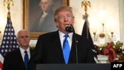 Predsjednik Donald Trump saopštava izjavu o priznanju Jerusalema kao prijestolnice Izraela, Bijela kuća, 6. decembar 2017.