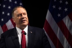 Secretary of State Mike Pompeo speaks during the Herman Kahn Award Gala, Oct. 30, 2019, in New York. Pompeo received the Hudson Institute's 2019 Herman Kahn Award.