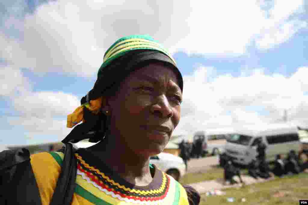 Pumane Ngocwane travelled for 12 hours to get to Qunu, South Africa and made a dress for Mandela's funeral as she wanted to be on his soil as he was lowered into his grave, Dec. 15, 2013. Hannah McNeish for VOA.