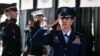 Air Force Gen. Lori Robinson, the incoming commander of NORAD and U.S. Northern Command, salutes during her arrival at the change of command ceremony, at Peterson Air Force Base, in Colorado Springs, Colo., May 13, 2016. 