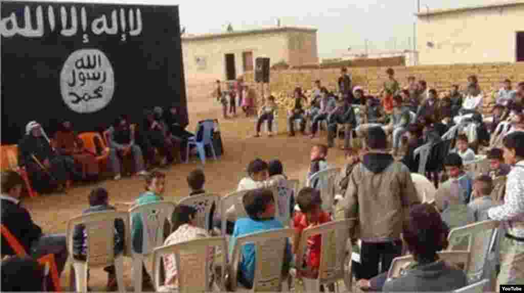 A year-end ceremony for school children at an Islamic State-run school.