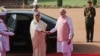 Indian Prime Minister Narendra Modi shakes hand with his Bangladeshi counterpart Sheikh Hasina at the Presidential Palace in New Delhi, India, Saturday, April 8, 2017. 