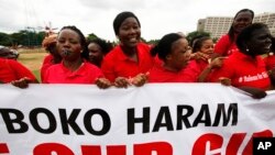 Demonstrasi di Abuja yang mendesak pemerintah Nigeria menyelamatkan siswi-siswi yang diculik militan Islamis Boko Haram (28/5). 