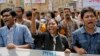 Bangladeshi youth shout slogans as they protest the killing of Faisal Arefin Deepan, a publisher of secular books, in Dhaka, Bangladesh, Nov. 1, 2015.