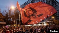 People demonstrate against presidential candidate Jair Bolsonaro in Rio de Janeiro, Brazil, Sept. 29, 2018.