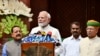 Indian Prime Minister Narendra Modi addresses the media as he arrives to attend the first day of the Parliament session of the 18th Lok Sabha in New Delhi, India, June 24, 2024.