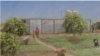 A perspective of an interior courtyard in the re-imagined refugee camp. (Sama El Saket) 