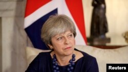 La Première Ministre britannique Theresa May dans ses bureaux de à Londres le 5 décembre 2017.