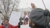 Egyptian American protesters outside the White House