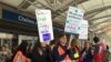Young British doctors on strike, April 26, 2016. (L. Ramirez/VOA)