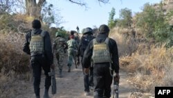 Les forces camerounaises patrouillent près du village de Mabass, dans le nord du Cameroun, le 16 février 2015