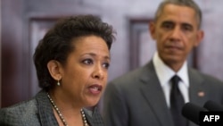 Bà Loretta Lynch phát biểu trong 1 sự kiện tại Toà Bạch Ốc ở Washington, 8/11/2014.