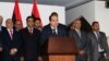 Libya's new Prime Minister Ahmed Maitiq speaks at a news conference with members of the government in Tripoli, Libya, June 2, 2014. 