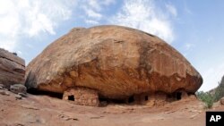 This June 22, 2016, file photo, shows the "House on Fire" ruins in Mule Canyon, near Blanding, Utah