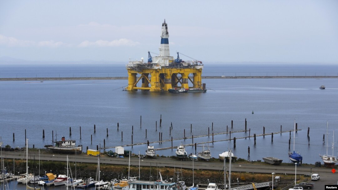 A Shell Oil Company drilling rig is shown in Port Angeles, Washington, May 12, 2015