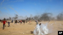 Protestations palestiniennes à la frontière entre Gaza et Israël , le 17 aout 2018. 