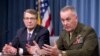 Joint Chiefs Chairman Gen. Joseph Dunford (R) with Defense Secretary Ash Carter, is seen during a news conference at the Pentagon, March 25, 2016.