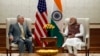 Secretary of State Rex Tillerson listens to Indian Prime Minister Narendra Modi during their meeting at the Prime Minister's residence in New Delhi, India, Oct. 25, 2017.