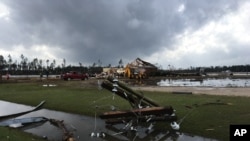 Damage from an apparent tornado Sunday, January 22 at a farm In Cook County, Georgia.