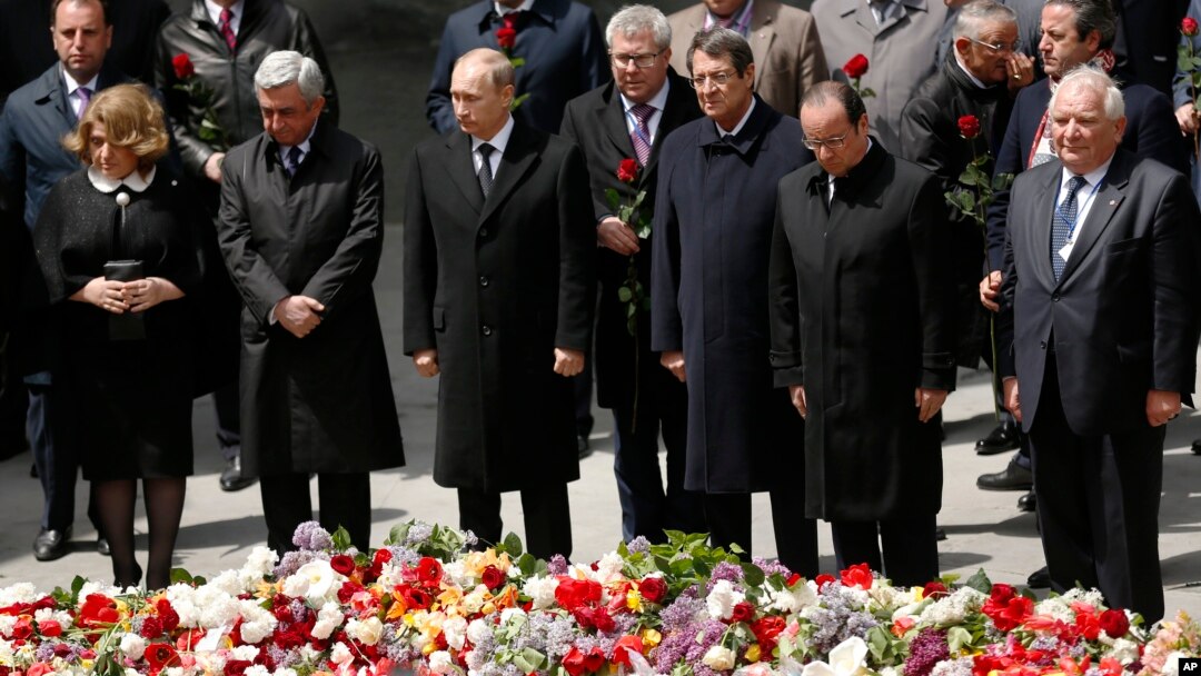 Dunyo hamjamiyati yetakchilari armanlar qirg'inini xotirlash uchun Yerevanga yig'ildi, 24-aprel, 2015-yil.